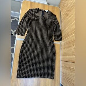 Coldwater Creek Black and Brown Houndstooth Dress